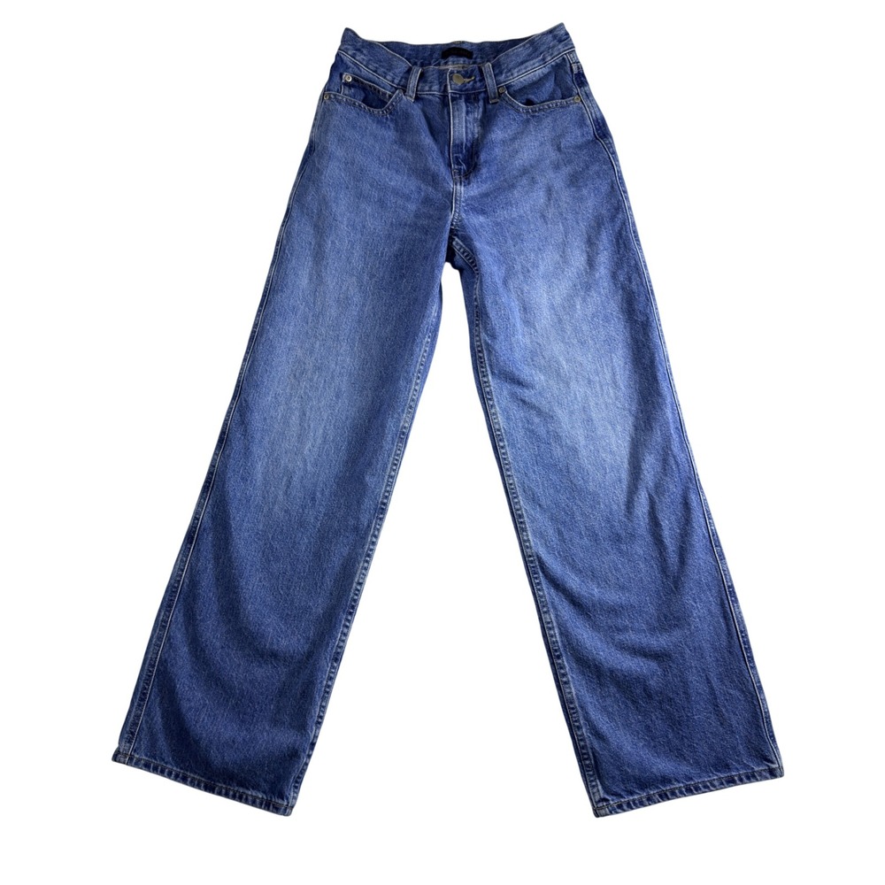 Uniqlo Wide Straight Jeans Size 24 x 28 Blue Minimalist Lagenlnlook